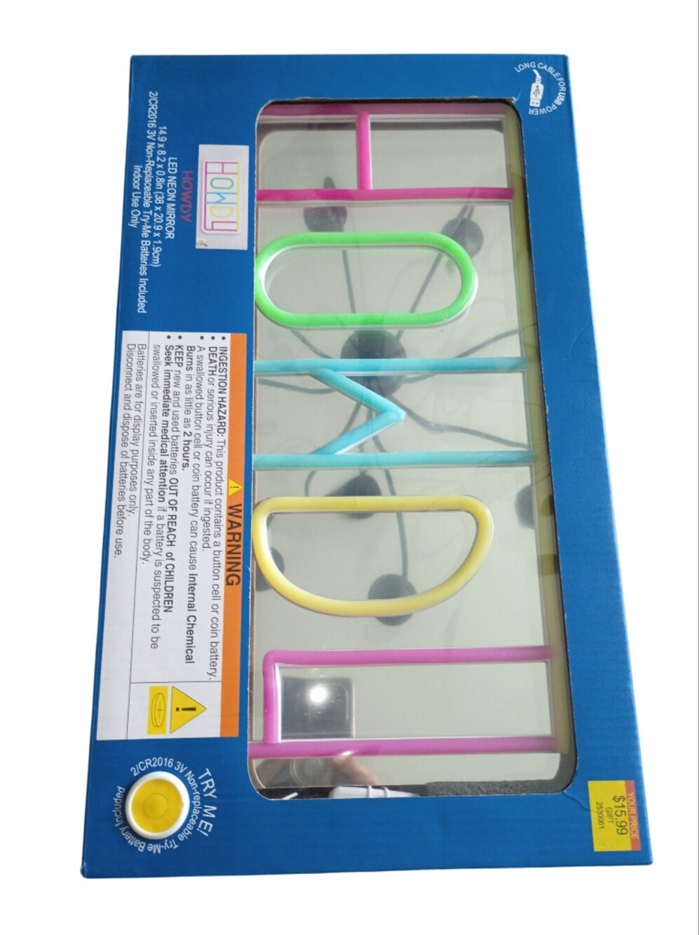 HOWDY LED Neon Light Mirror Wall Decor USB Powered Colorful